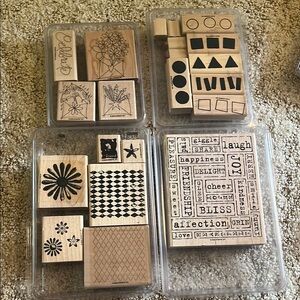Stampin Up!-4 Wooden Rubber Stamp Sets
